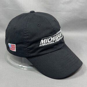 Michigan International Speedway Strap Back Hat Cap Black Zkapz Racing Promo Mens